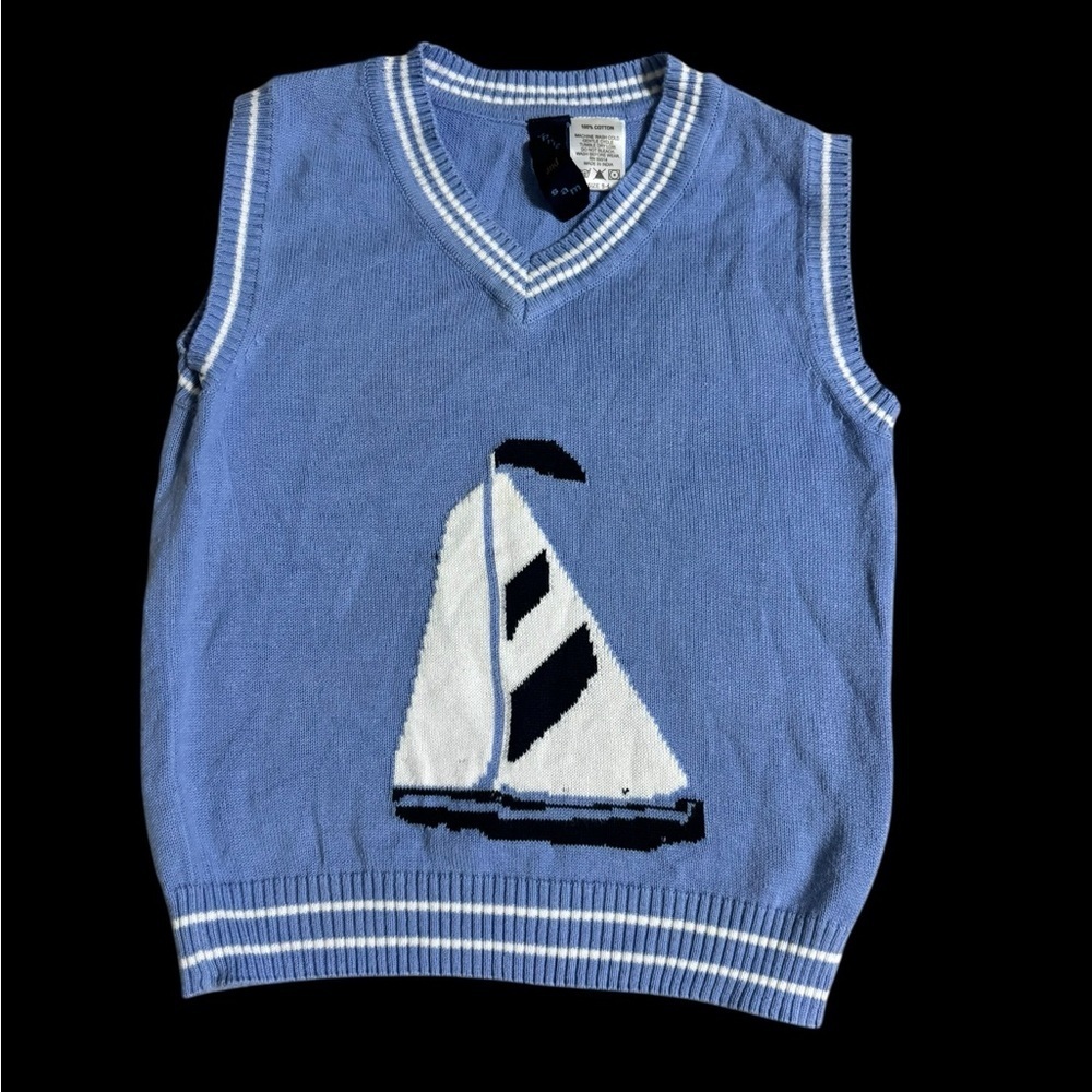 Boys Light Blue sailboat Sweater Vest Size 4